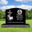 Picture of Single Black Granite Headstone (Designs Left)  ~  24-inch Top 34-inch Base