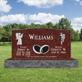 Picture of RED Companion Upright Headstone Monument (Corner Designs) 36inch top 46inch base
