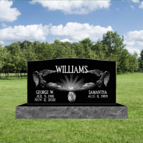 Picture of Companion Black Granite Headstones For Graves (Scenery) 30inch top 40inch base