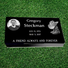 Picture of Black Granite Headstone (Larger Size).... 28" Long x 16" Wide x 4" Thick