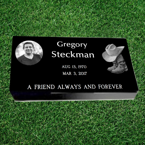 Picture of Black Granite Headstone (Larger Size).... 28" Long x 16" Wide x 4" Thick