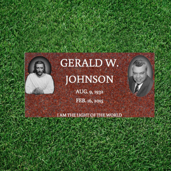 Picture of RED Granite GrassMarker Headstones 24" Long x 12" Wide x 4" Thick