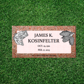 Picture of Pink Granite Grass Level Headstones (Autumn Rose)... 24" Long x 12" Wide x 4" Thick