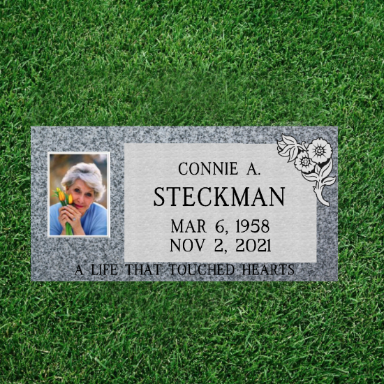 Picture of Grey Granite Grass Marker Headstones 24 Wide x 12 Deep x 4 Thick