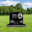 Picture of Single Black granite Headstones (Scenery Design) 20inch Top 30inch Base