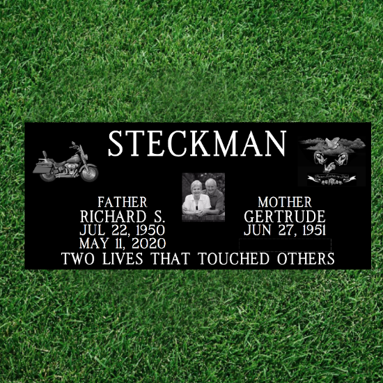 Picture of Companion Grass Level Black Granite Headstones 36" Long x 12" Wide x 4" Thick