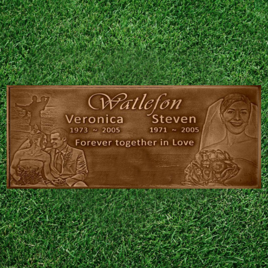 Picture of 3D Image companion Bronze Headstone 36"x13" Mounted on 40x17 Granite