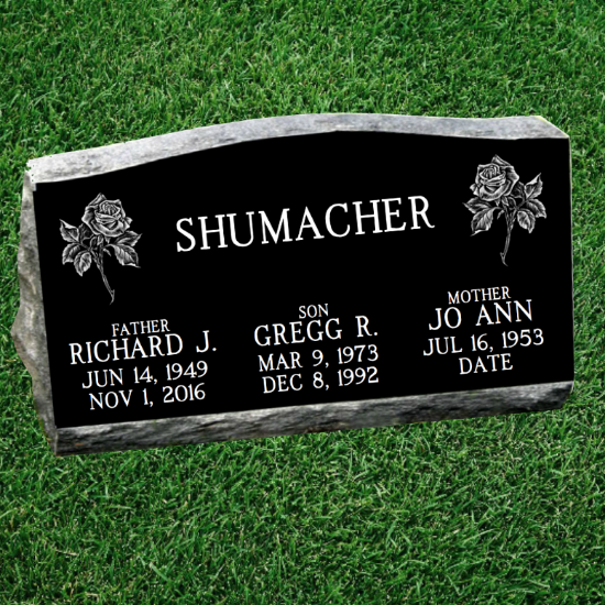 Picture of (3 person) Black Granite Slant Marker Headstone 30x10x16