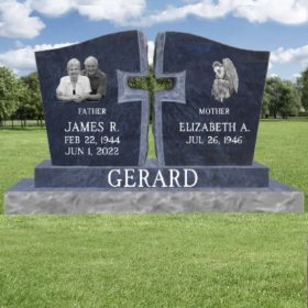 Picture of Bahama Blue Cross Companion Headstone 48x6x22