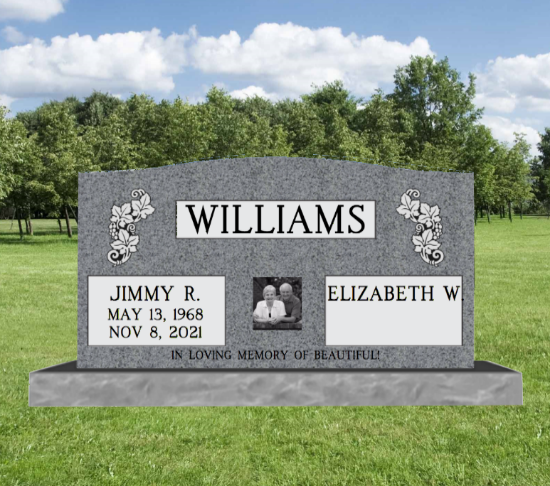 Picture of Grey Companion Headstone 36inch top 46inch base